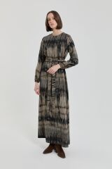 (252EL5153NH.1) Kuşaklı Viskon Elbise Siyah