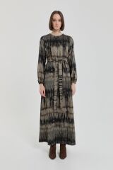 (252EL5153NH.1) Kuşaklı Viskon Elbise Siyah