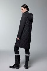 Kapüşonlu Fermuar Detaylı Kapitone Siyah Mont 13948