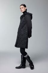 Kapüşonlu Fermuar Detaylı Kapitone Siyah Mont 13948