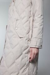 Kapüşonlu Fermuar Detaylı Kapitone Taş Mont 13948