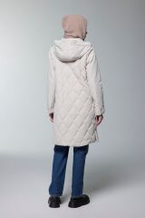 Kapüşonlu Fermuar Detaylı Kapitone Taş Mont 13948