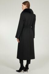 Yaka Kürk Detaylı Siyah Manto 12358