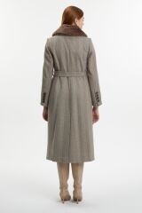 Yaka Kürk Detaylı Vizon Kaban 12358