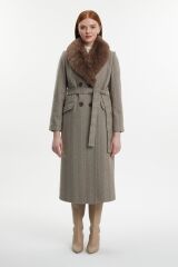 Yaka Kürk Detaylı Vizon Kaban 12358