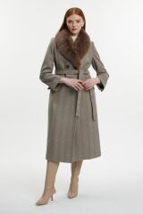 Yaka Kürk Detaylı Vizon Kaban 12358