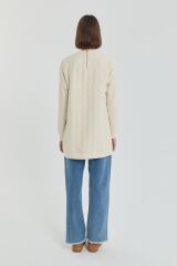 252SW4219NH.1) İnce Kapitone Ribanalı Sweat Ekru