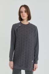 (252SW4219NH.1) İnce Kapitone Ribanalı Sweat Antrasit