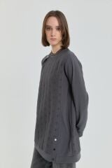 (252SW4219NH.1) İnce Kapitone Ribanalı Sweat Antrasit