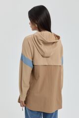 (252SW5025NH.1)Nihan Garnili Kapşonlu Sweat Camel