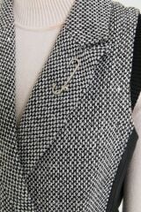 (252YE5066NH.1)Ribana Detaylı Kruvaze Yelek Siyah