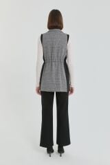 (252YE5066NH.1)Ribana Detaylı Kruvaze Yelek Siyah