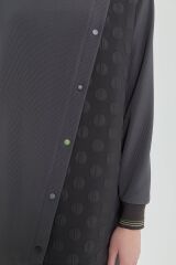 (252TN4254NH.1)Ribana Detaylı Örme Tunik Füme